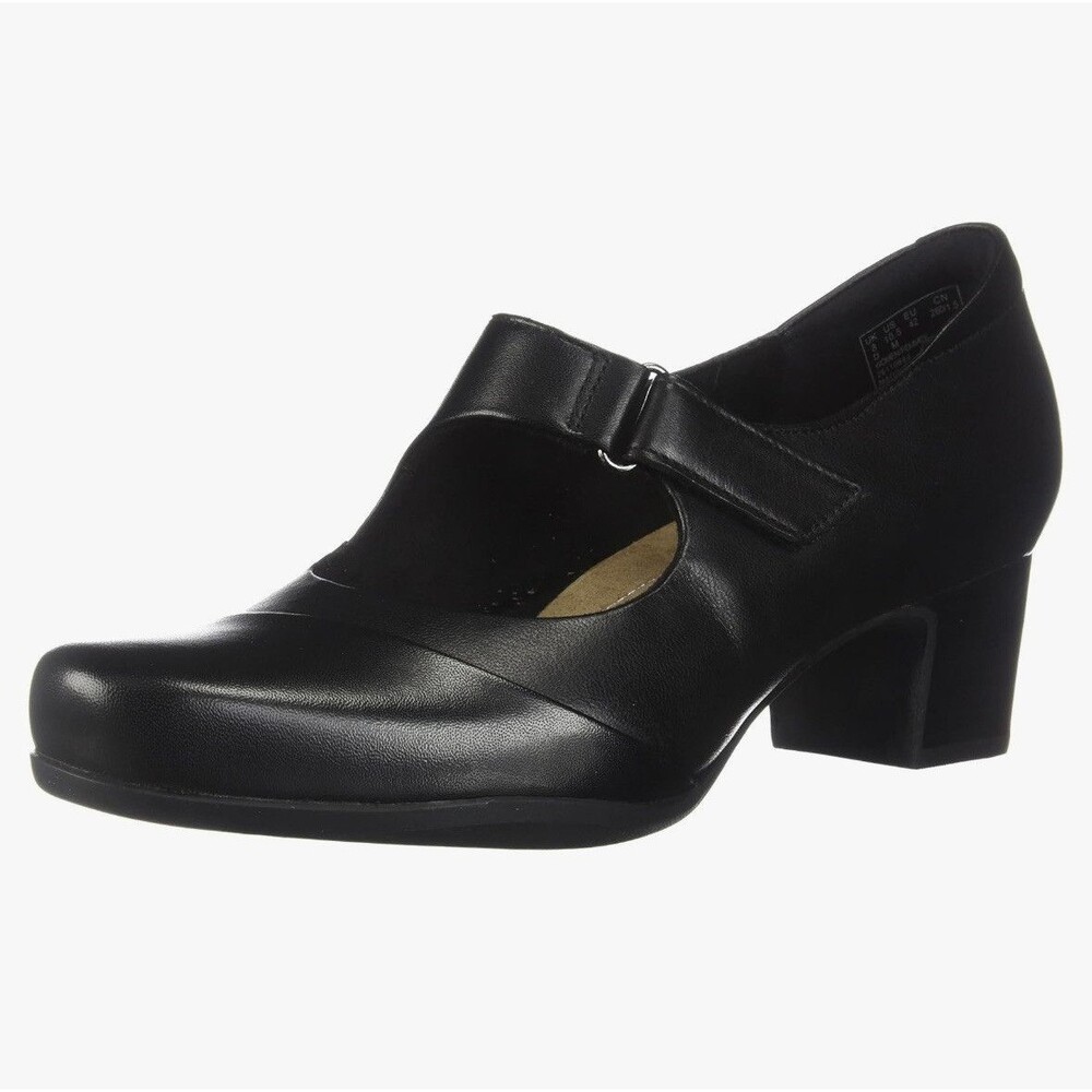 Clarks Women's Rosalyn Wren Pump Black Leather Size 8 - Picture 2 of 5